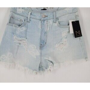 Material Girl Denim Shorts Distressed Cut-Off Light Wash butterflies Size 9 NEW